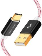 0,8-футовый короткий кабель usb c, кабель cablecreation usb a к usb c - оплетенный кабель быстрой зарядки, данные 3а 480 мбит/с, совместим с macbook air, chromebook pixel, galaxy s21, s20, s10 - 25 см/красный логотип