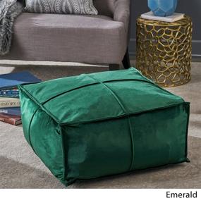 img 2 attached to 🪑 Emerald Velvet Square Bean Bag Ottoman by Christopher Knight Home