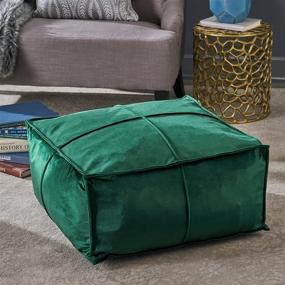 img 3 attached to 🪑 Emerald Velvet Square Bean Bag Ottoman by Christopher Knight Home