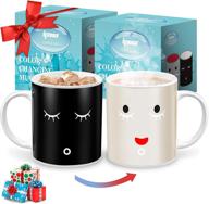 🎁 ipow 2 pack color changing mug - magic mug heat changing mugs for morning coffee, tea, milk - ceramic coffee mugs - heat sensitive mug for all holiday special day - best gift choice - 12 oz logo