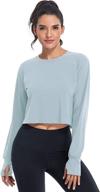 👚 women's muzniuer long sleeve crop top thumb hole workout tops for enhanced performance logo