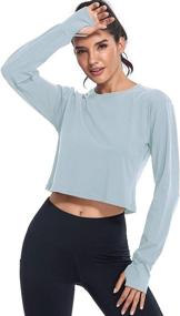 img 1 attached to 👚 Women's Muzniuer Long Sleeve Crop Top Thumb Hole Workout Tops for Enhanced Performance