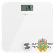 📊 airscale battery-free u-power technology digital body weighing scale for people, accurate dynamic measurement, wide platform 400lbs white, measure tape included logo