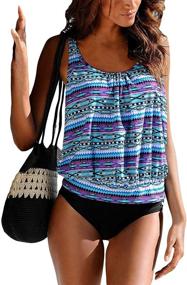 img 4 attached to Happy Sailed Women's Printed Sporty Tankini Swimsuit – Push Up Padded, Sizes S-XXL