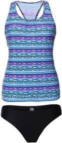 img 2 attached to Happy Sailed Women's Printed Sporty Tankini Swimsuit – Push Up Padded, Sizes S-XXL