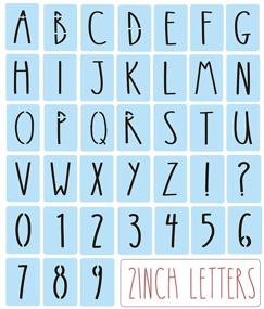 img 4 attached to 2-Inch Letter Stencils Set for Wood Painting - 38pcs Alphabet Number Stencils, Reusable & Flexible for Wall Drawing, Signage, Canvas, Paper, Fabric