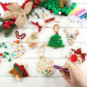 img 2 attached to 🎄 Pllieay 150-Piece Unfinished Wooden Christmas Ornaments: Ideal for DIY Decorations, Crafts, and Card Making