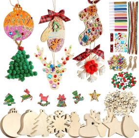 img 4 attached to 🎄 Pllieay 150-Piece Unfinished Wooden Christmas Ornaments: Ideal for DIY Decorations, Crafts, and Card Making