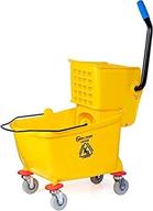 🧹 simpli-magic 79358 commercial mop bucket - 26 quart - yellow with side press wringer logo