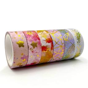 img 2 attached to 🌸 HILELIFE Decorative Washi Tape Set - 6 Rolls Floral Gold Foil Masking Tapes: Versatile Crafts, Scrapbooking, Planners, & More!