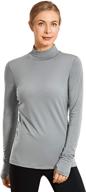 👚 crz yoga women's lightweight long sleeve shirts with thumbholes - mock turtleneck pullover lounge workout layer tops logo