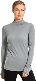 img 4 attached to 👚 CRZ YOGA Women's Lightweight Long Sleeve Shirts with Thumbholes - Mock Turtleneck Pullover Lounge Workout Layer Tops