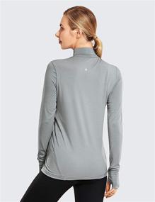 img 3 attached to 👚 CRZ YOGA Women's Lightweight Long Sleeve Shirts with Thumbholes - Mock Turtleneck Pullover Lounge Workout Layer Tops