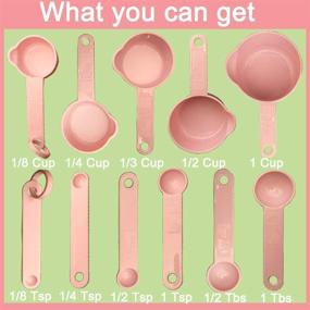 img 3 attached to TAKANAP 11pcs Plastic Measuring Cups and Measuring Spoons Set, Nordic Color Cups with 2 Kitchen Tool Hook Up - Pink