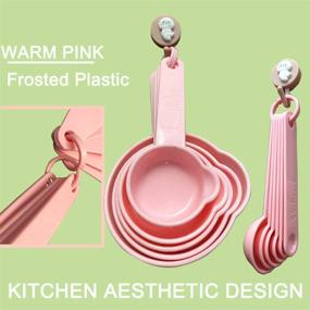 img 1 attached to TAKANAP 11pcs Plastic Measuring Cups and Measuring Spoons Set, Nordic Color Cups with 2 Kitchen Tool Hook Up - Pink