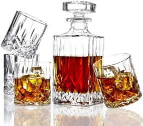 img 4 attached to 🥃 ELIDOMC 5PC Italian Crafted Crystal Whiskey Decanter & Glasses Set: Top-Quality Crystal Decanter Set with 4 Whiskey Glasses for Men