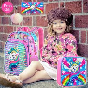 img 3 attached to 🦄 Magical Unicorn Sequin Backpacks with Lunch Compartment: A Perfect Blend of Style and Functionality