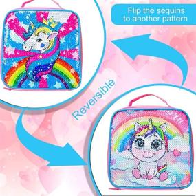 img 2 attached to 🦄 Magical Unicorn Sequin Backpacks with Lunch Compartment: A Perfect Blend of Style and Functionality