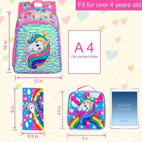 img 1 attached to 🦄 Magical Unicorn Sequin Backpacks with Lunch Compartment: A Perfect Blend of Style and Functionality