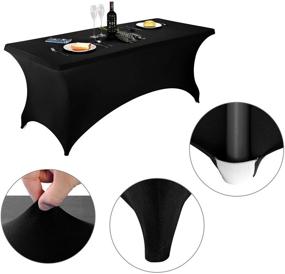 img 2 attached to 🎉 LZY Spandex Fitted Stretch Table Cover: Perfect for 6ft, 4ft, or 8ft Folding Tables - Ideal Cocktail Tablecloth for Parties & Banquets