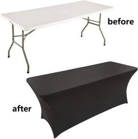 img 1 attached to 🎉 LZY Spandex Fitted Stretch Table Cover: Perfect for 6ft, 4ft, or 8ft Folding Tables - Ideal Cocktail Tablecloth for Parties & Banquets