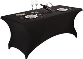 img 4 attached to 🎉 LZY Spandex Fitted Stretch Table Cover: Perfect for 6ft, 4ft, or 8ft Folding Tables - Ideal Cocktail Tablecloth for Parties & Banquets