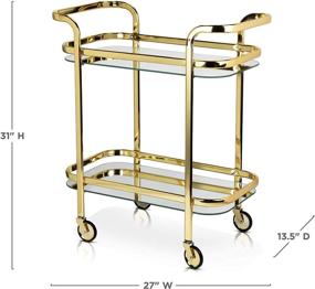 img 2 attached to 🍾 Gold Finish Stainless Steel Viski Kitchen and Bar Cart with Wheels, Mirror Shelves, and Bartending Accessories Holder