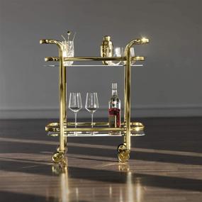 img 1 attached to 🍾 Gold Finish Stainless Steel Viski Kitchen and Bar Cart with Wheels, Mirror Shelves, and Bartending Accessories Holder