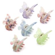 🦋 6pcs hair claw clips - butterfly tortoise shell design for thin hair: stylish hair accessories for girls and women logo