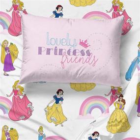 img 1 attached to 👑 Набор кровати Disney Princess Rainbow из 5 предметов для двоих - Аврора, Белль и Золушка - ультрамягкий микрофибра - Официальный продукт Disney