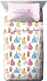 img 3 attached to 👑 Набор кровати Disney Princess Rainbow из 5 предметов для двоих - Аврора, Белль и Золушка - ультрамягкий микрофибра - Официальный продукт Disney