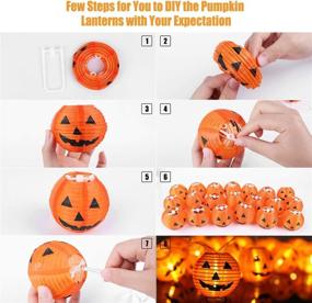 img 1 attached to Halloween Jack-O-Lantern Lantern Lights with Timer - 20 LED Battery Powered 3D Orange Halloween Decoration Lights