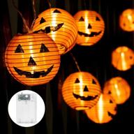 halloween jack-o-lantern lantern lights with timer - 20 led battery powered 3d orange halloween decoration lights логотип