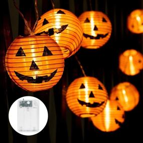 img 4 attached to Halloween Jack-O-Lantern Lantern Lights with Timer - 20 LED Battery Powered 3D Orange Halloween Decoration Lights