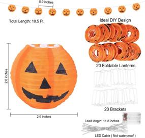 img 2 attached to Halloween Jack-O-Lantern Lantern Lights with Timer - 20 LED Battery Powered 3D Orange Halloween Decoration Lights