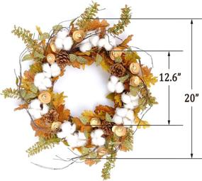 img 3 attached to 🍂 Autumn Artificial Cotton Ball Wreath - Vibrant Green and Yellow Leaf Floral Front Door, Indoor Wall, Wedding, and Home Decoration