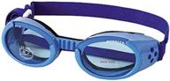 doggles ils small shiny blue frame with blue lens - stylish and protective dog goggles logo