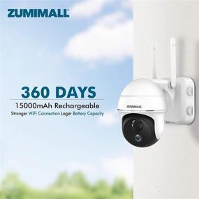 img 3 attached to Беспроводная Wi-Fi камера для наружного использования Zumimall с батареей на 15000mAh – ночное видение 1080P, сигнал тревоги по движению, двухстороннее аудио