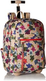 img 4 attached to 🎒 Stylish and Convenient Vera Bradley Women's Lighten Up Rolling-Backpack in Falling Flowers Neutral: A Must-Have Travel Companion