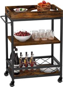 img 4 attached to 🍷 IDEALHOUSE Utility Bar Cart: Mobile Wine Cart on Wheels with Removable Tray, Wine Rack, Glass Bottle Holder, and More