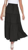 👗 nashalyly women's boho maxi skirt: elastic waist, drawstring, 3 tiers, pockets logo