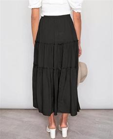 img 2 attached to 👗 NASHALYLY Women's Boho Maxi Skirt: Elastic Waist, Drawstring, 3 Tiers, Pockets