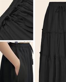 img 1 attached to 👗 NASHALYLY Women's Boho Maxi Skirt: Elastic Waist, Drawstring, 3 Tiers, Pockets