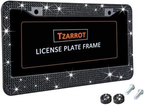 img 2 attached to Tzarrot Black Rhinestone Bling License Plate Frame