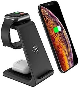 img 3 attached to 🔌 3-в-1 беспроводная зарядная станция для Apple Watch SE 6 5 4 3 2, AirPods Pro, iPhone 12/11/11 Pro/X/XR/XS/8 Plus - телефоны с сертификатом Qi (без адаптера QC3.0)