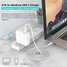 img 3 attached to 🔌 SZPOWER 61W USB C Charger for MacBook Pro 13, 15 inch, USBC New Air 13 inch 2020, 2019, 2018, 12 inch, Thunderbolt 3 Laptop Power Supply Type C with LED and 6.6ft USB C to C Cord