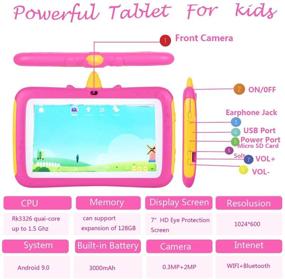 img 3 attached to Планшет для детей с Android 9.0, 7 дюймов, с 📱 WiFi, Bluetooth и родительским контролем - 2 ГБ + 16 ГБ, розовая версия