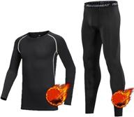 👕 black boys & girls base layer long sleeve compression shirts and pants set for basketball, running, and training logo