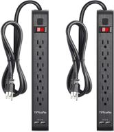 💡 6-outlet power strip surge protector with 2 usb ports, 4ft extension cord, flat plug outlet strip, 1000 joules surge protection, wall mountable for home, office, dorm - etl listed, 2-pack, black logo