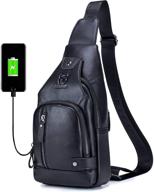 leather shoulder crossbody backpacks charging logo